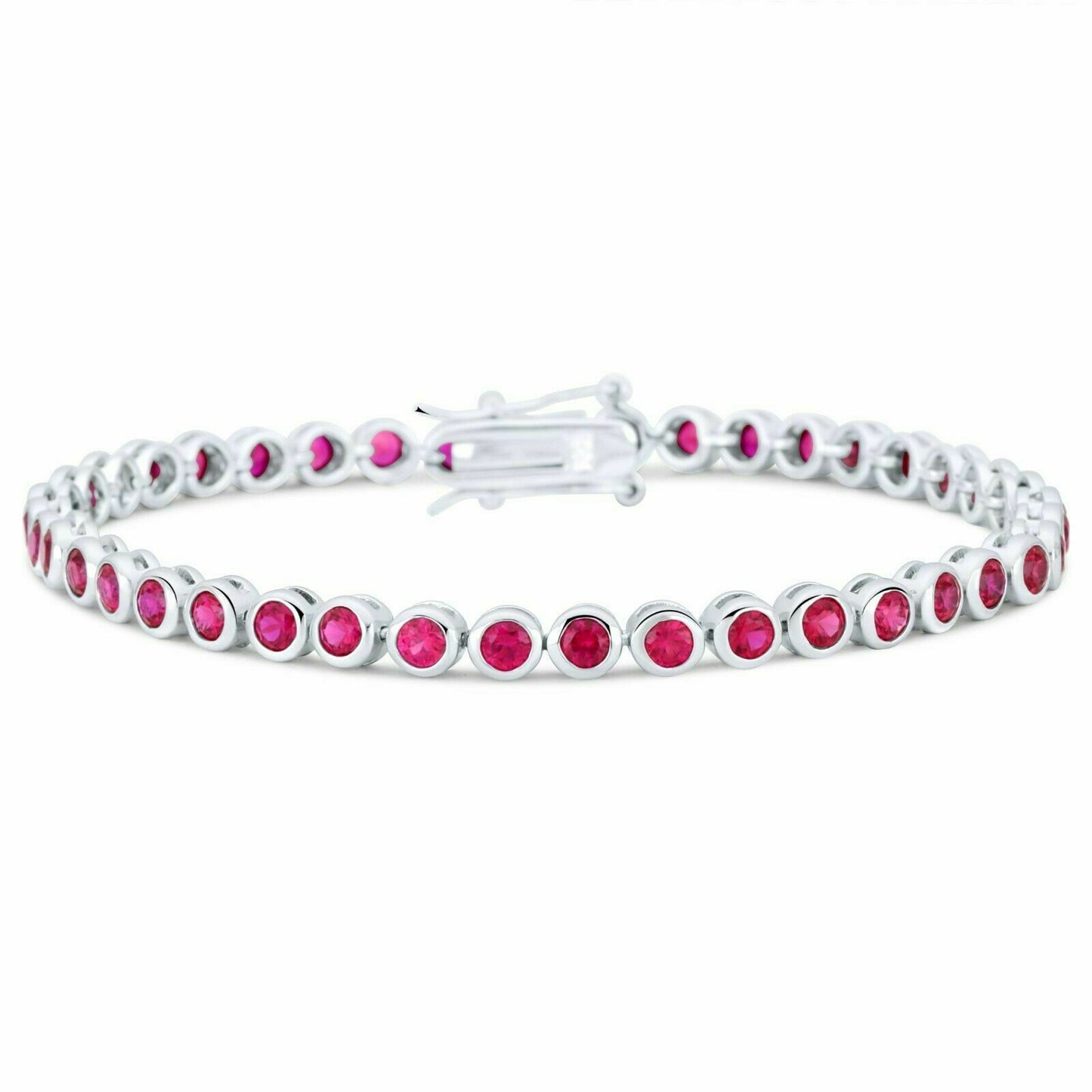 Tennisarmband 925 Silber Rote Zirkonia Steine