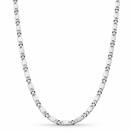 Panzer-Plattenkette 4 mm Runder Karabiner 925er Sterling Silber Massiv