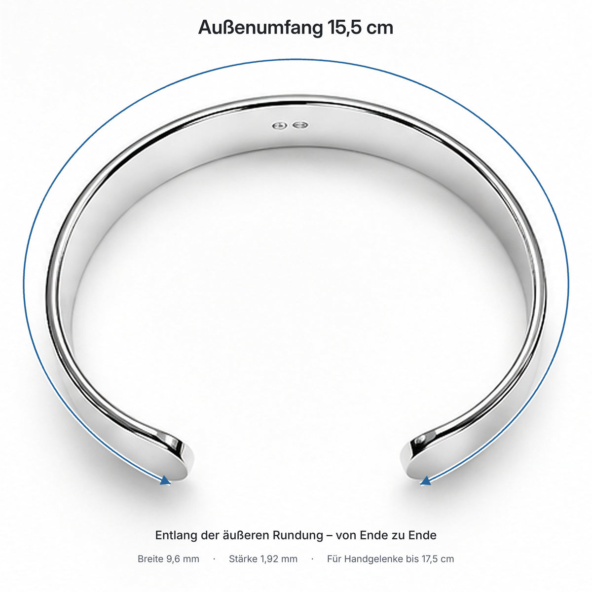 Breiter Armreif PURE Massiv 925er Sterling Silber Hochglanzpoliert