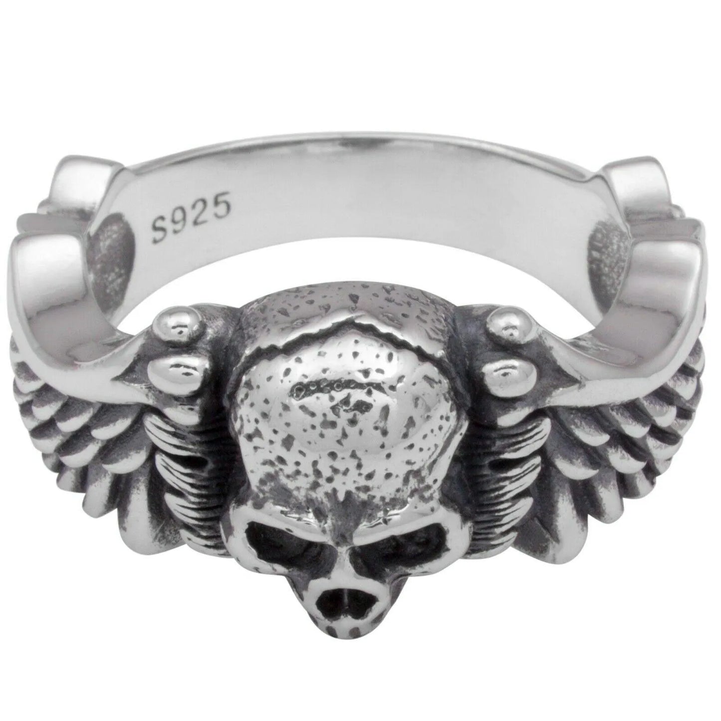 Totenkopf Ring mit Flügel 925er