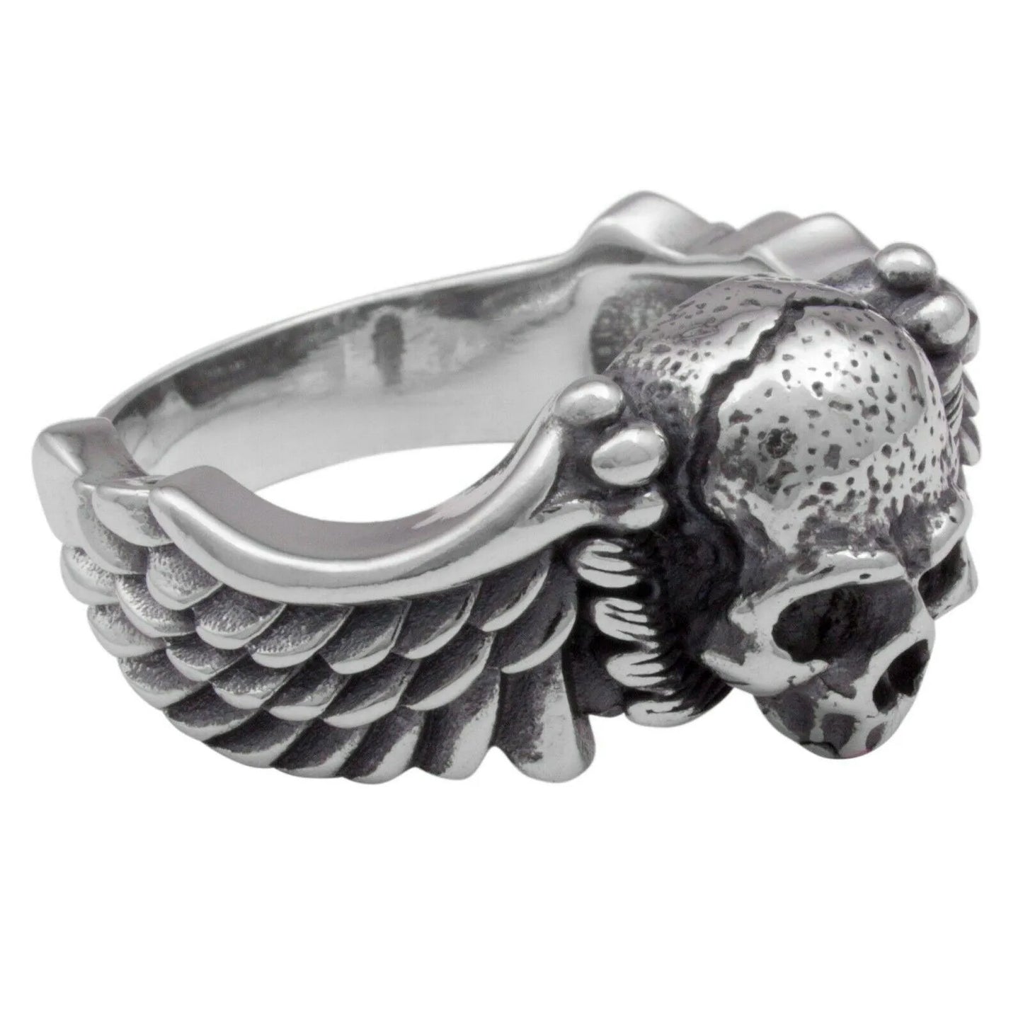 Totenkopf Ring mit Flügel 925er