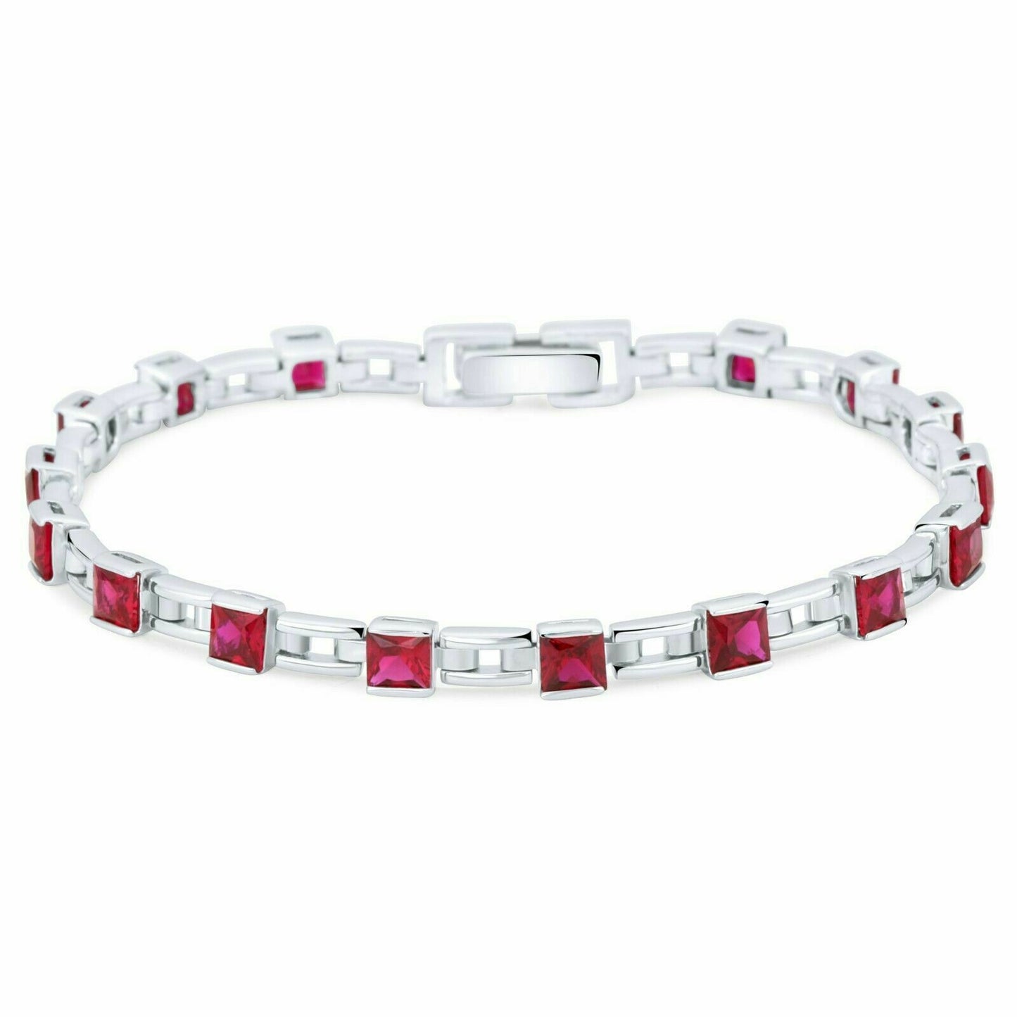 Tennisarmband Rote Steine 925er Silber