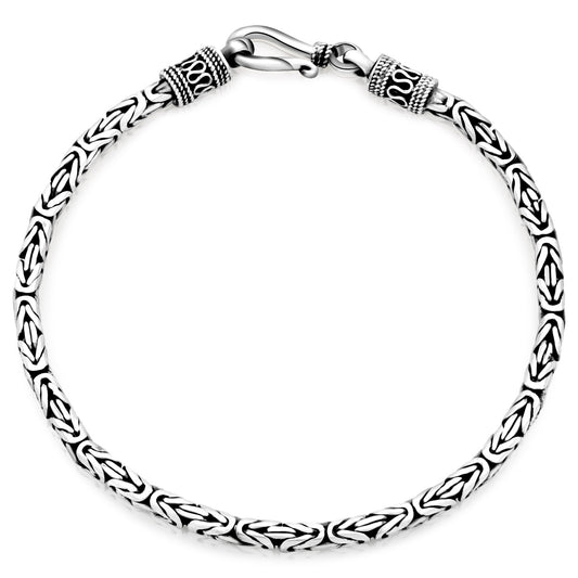 Königsarmband Rund Oxidiert 3 mm 925er Sterling Silber Massiv