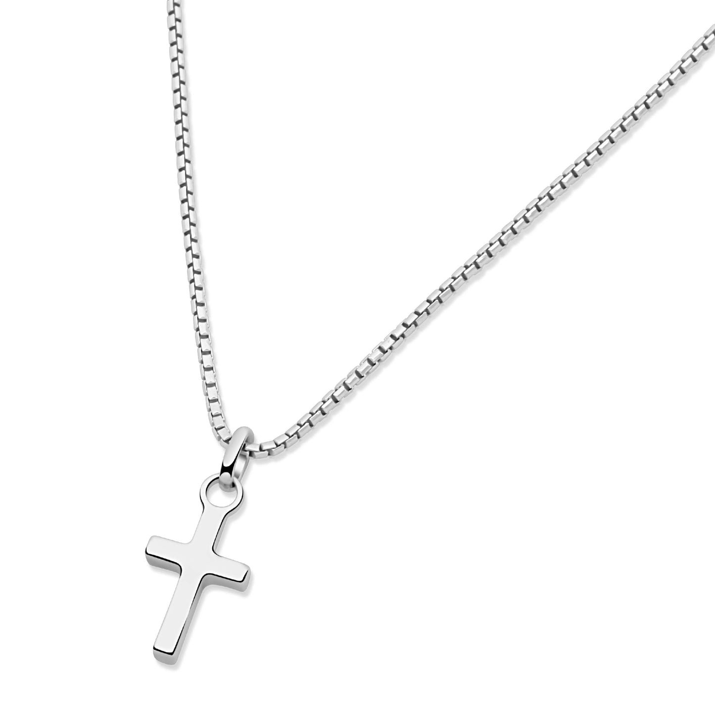 Mini Kreuz Schlicht mit Venezianerkette 925er Sterling Silber Massiv