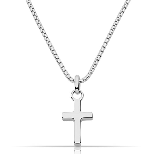 Mini Kreuz Schlicht mit Venezianerkette 925er Sterling Silber Massiv