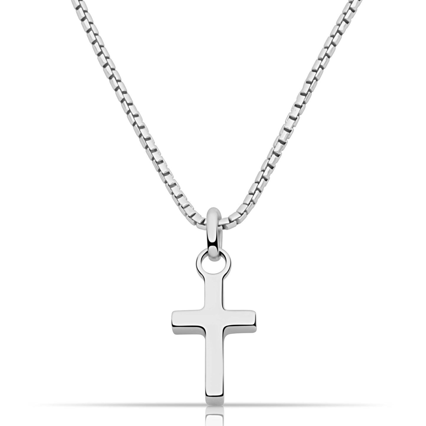Mini Kreuz Schlicht mit Venezianerkette 925er Sterling Silber Massiv