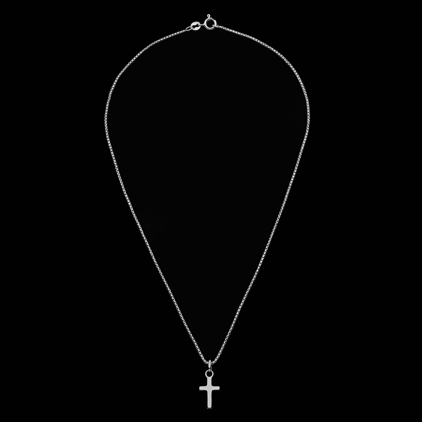 Mini Kreuz Schlicht mit Venezianerkette 925er Sterling Silber Massiv