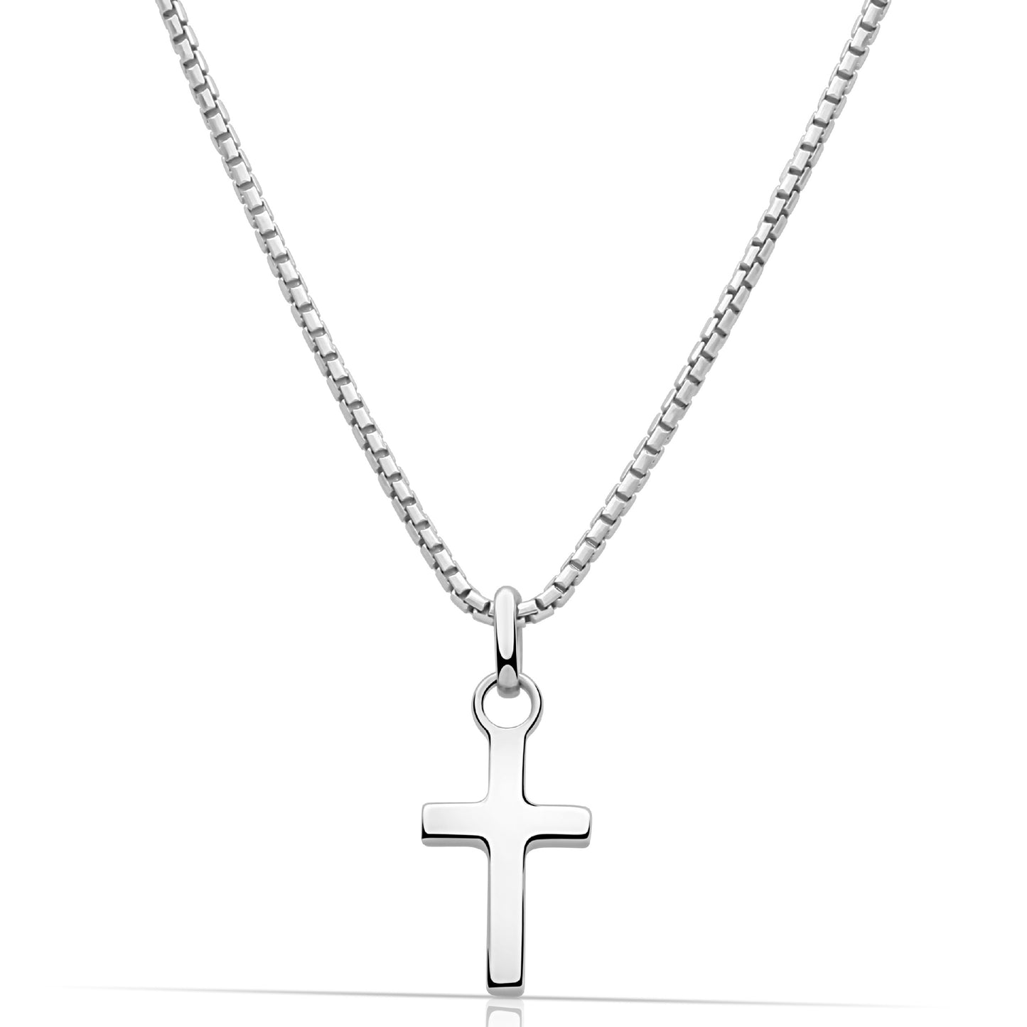 Mini Kreuz Schlicht mit Venezianerkette 925er Sterling Silber Massiv